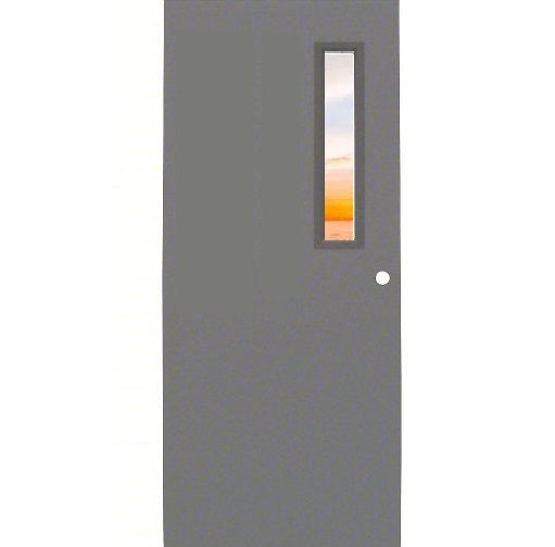 Commercial Industrial Hollow Metal 3-Hours Fire Rated Steel Single Door with 6 in. x 27 in. Glass Lite Window