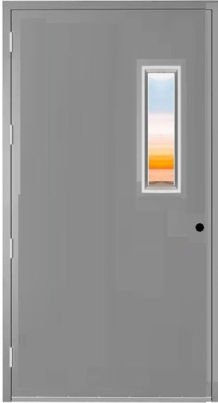 Commercial Industrial Hollow Metal 3-Hours Fire Rated Steel Single Door with 6 in. x 27 in. Glass Lite Window