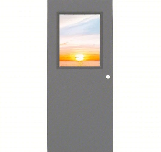 Commercial Industrial Hollow Metal Steel 3-Hours Fire Rated Single Door with Half Glass Lite Window