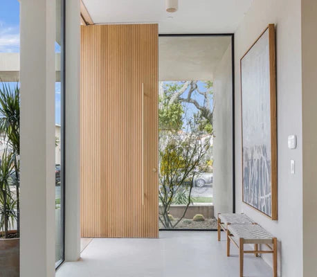 DaVinci - Exterior Modern White Oak Wood Entry Solid Front Door