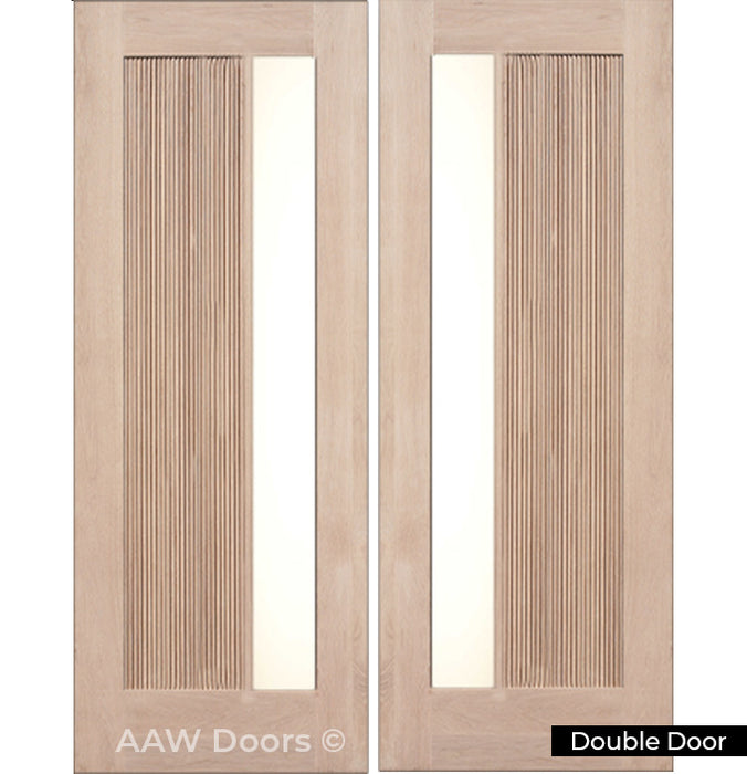 Carrera - Modern White Oak Wood Entry Door with Frosted Glass