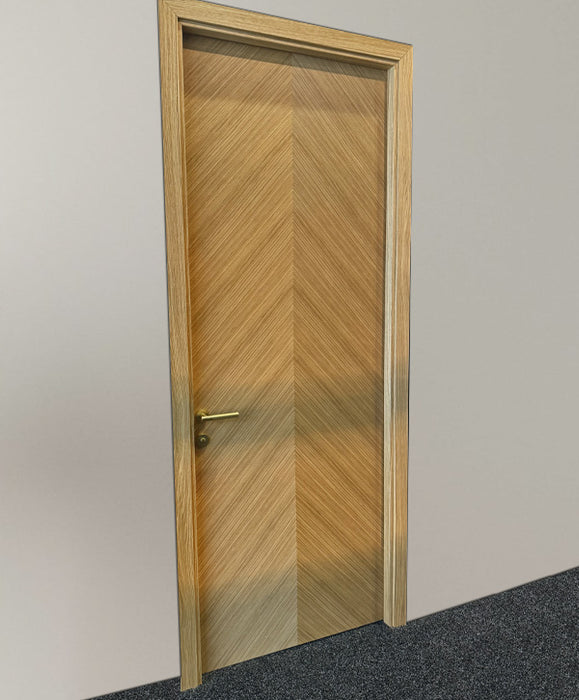 Leon - Interior Chevron Flush White Oak Solid Core Stain Grade Modern Door
