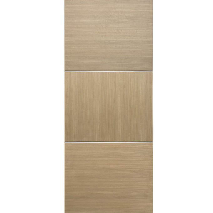 Chrom - Interior Modern White Oak Solid Wood Door with Slim Aluminum Inlay