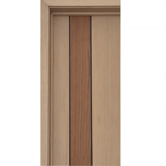 Malaga - Interior Vertical Grain Rift Cut White Oak with Walnut Strip and 1/4" Black Aluminum Strip