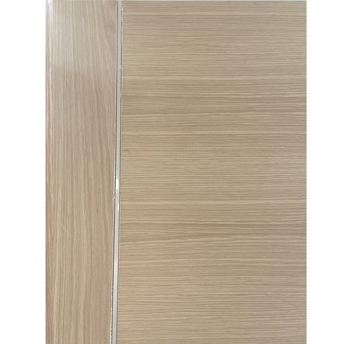 Silver - Interior Modern White Oak Solid Wood Door with Slim Aluminum Inlay
