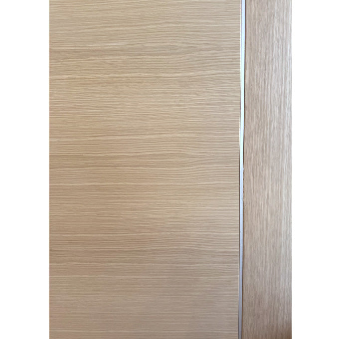 Silver - Interior Modern White Oak Solid Wood Door with Slim Aluminum Inlay