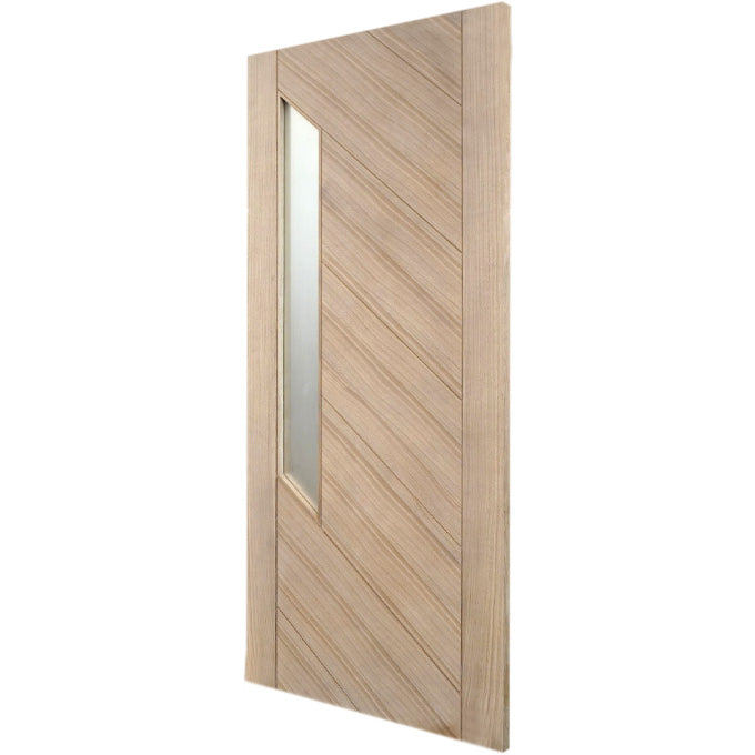 Valencia - Interior Modern White Oak Stain Grade Door with Obscure Glass