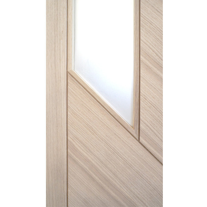 Valencia - Interior Modern White Oak Stain Grade Door with Obscure Glass