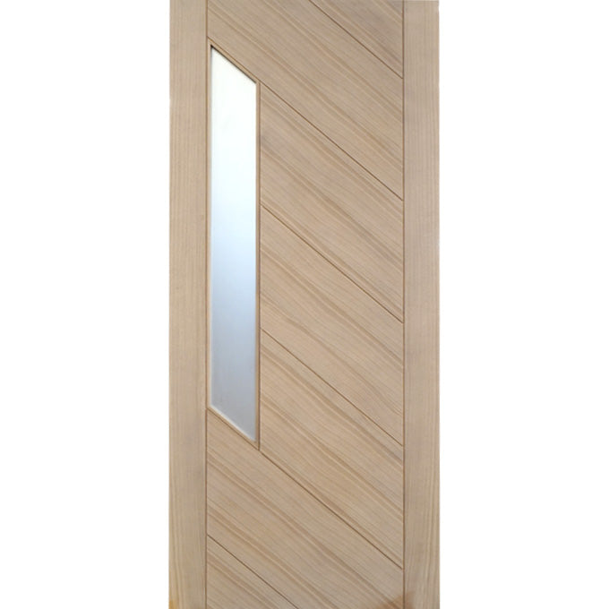 Valencia - Interior Modern White Oak Stain Grade Door with Obscure Glass