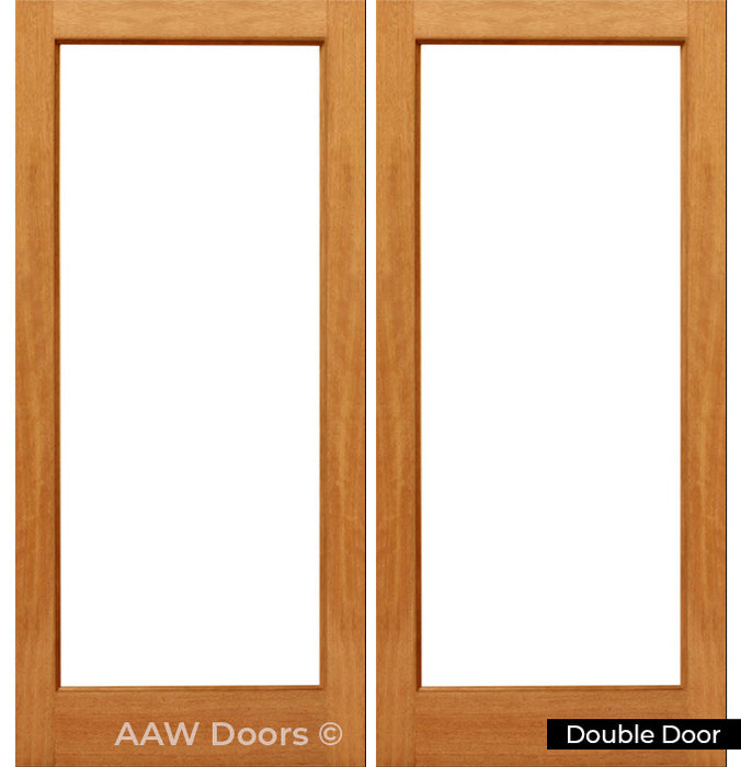 MAH 1/1 Dual Clear Mahogany Wood French Patio Door