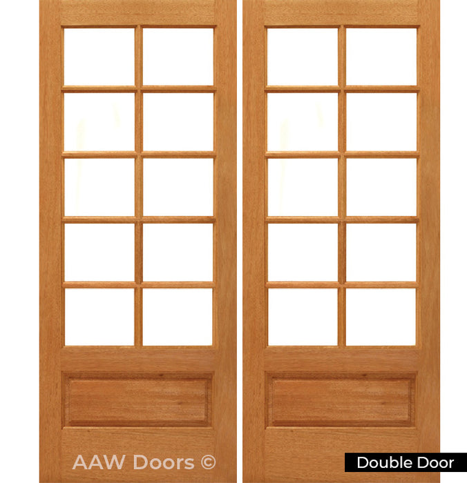 MAH 10/5 P/B Dual True Divided Mahogany French Patio Door