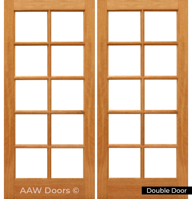 MAH 10/5 Dual Clear Mahogany French Patio Door