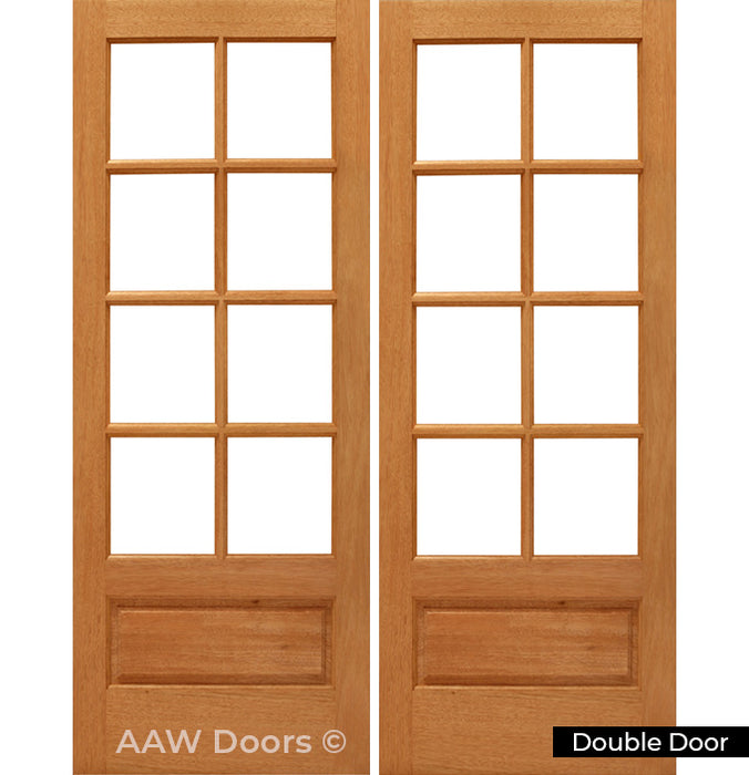 MAH 8/4 P/B Dual True Divided Mahogany French Patio Door
