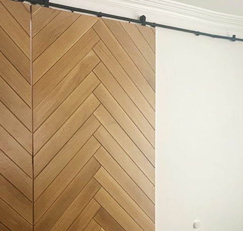 Milan - Interior Modern Herringbone Design White Oak Solid Wood Door