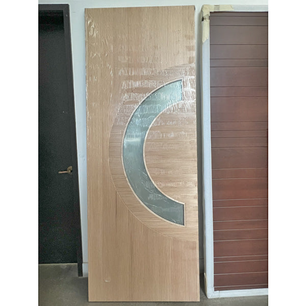 Ocean - Exterior Modern Mahogany/White Oak Wood & White Laminated Glass Entry Solid Front Door