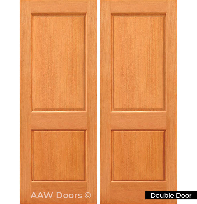 Due - Exterior Modern Two Panel Modern Mahogany Entry Wood Front Door