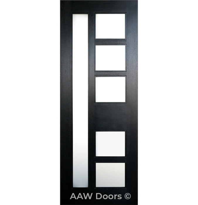 Urban 5002 - Exterior Modern Mahogany Entry Wood Front Door with Dual Matte Glass