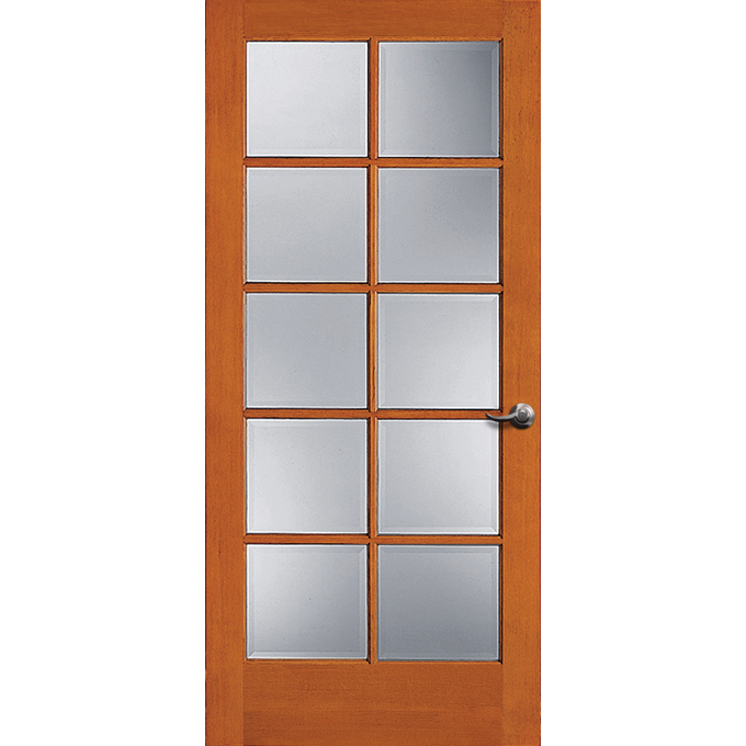 10-Lite Doug Fir Wood & Single Pane Clear Glass French Patio Door