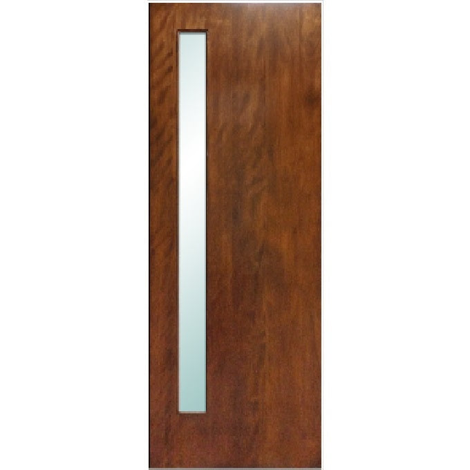 Avanti - Exterior Modern Mahogany Wood & White Laminated Glass Entry Solid Front Door