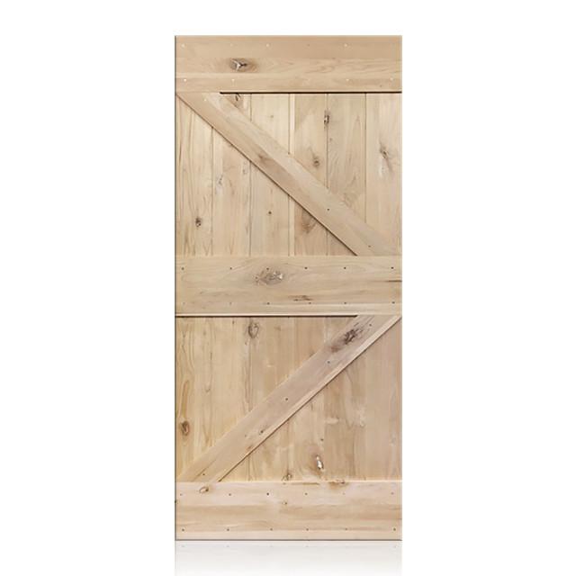 Matias - Rustic Unfinished 2-Panel V-Groove Knotty Alder Barn Door