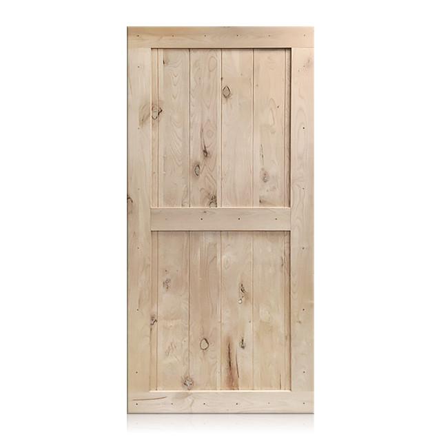 Camilia - Rustic Unfinished 2-Panel V-Groove Knotty Alder Barn Door