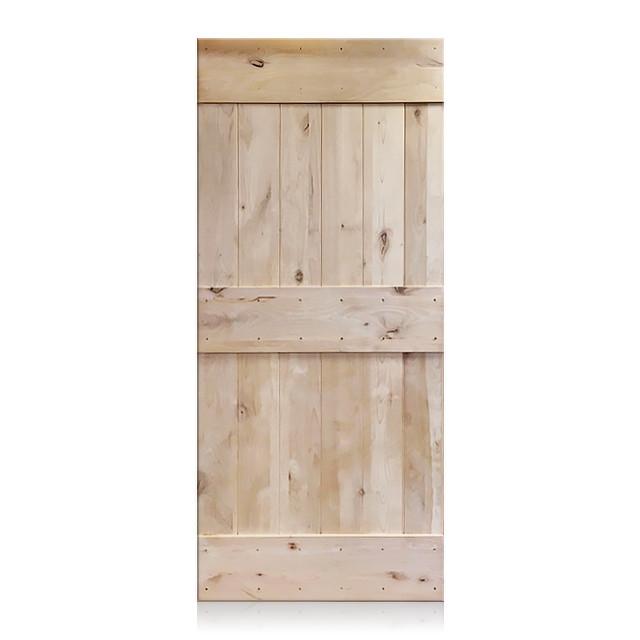 Pablo - Rustic Unfinished 2-Panel V-Groove Knotty Alder Barn Door