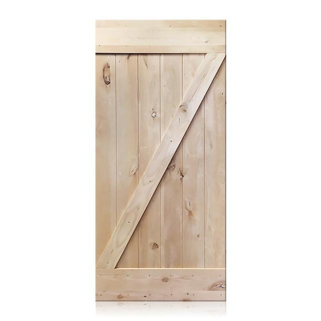 Vicente- Rustic Unfinished 1-Panel V-Groove Knotty Alder Barn Door
