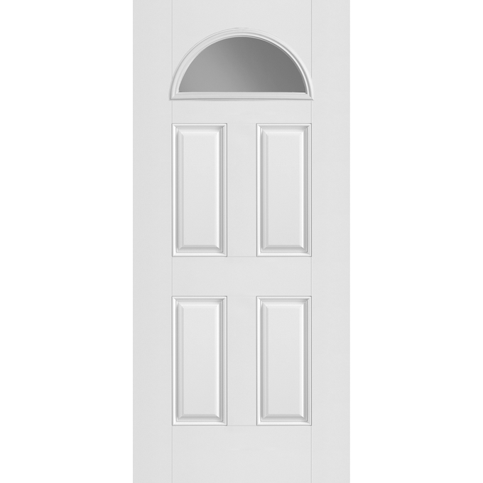 Belleville Smooth Fiberglass 4 Panel Door Fan Lite with Clear Glass Classic Door