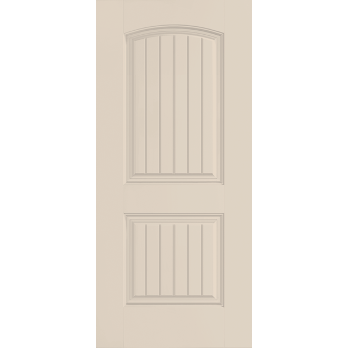 Belleville Smooth Fiberglass Cheyenne Style Cottage 2 Panel Arch Top Grooved Classic Door