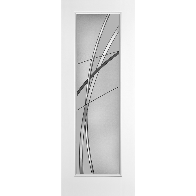 Belleville Smooth Fiberglass Full Lite Modern Door with Kordella Glass with Antique Black Caming (8-0ft)