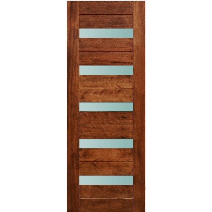 California - Exterior Modern Mahogany Wood & White Laminated Glass Entry Solid Front Door