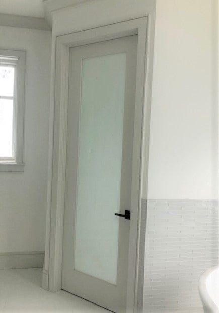 Interior 1-Lite White Laminate Glass Primed Door