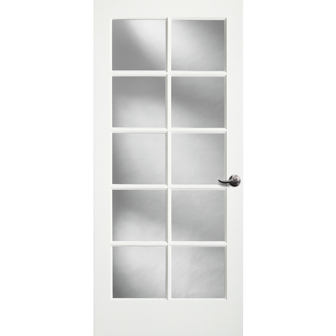 Interior 10-Lite Single Pane Clear Glass Primed French Door