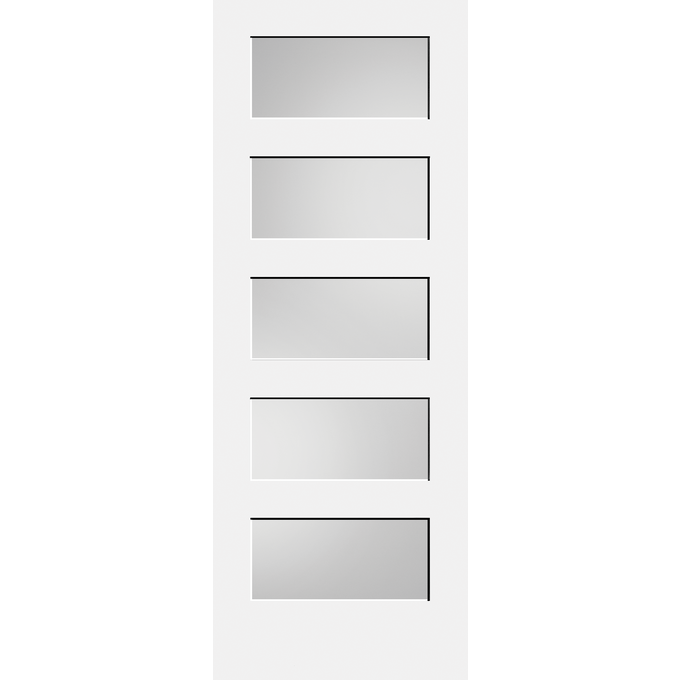 Interior Contemporary 5-Lites White Laminate Glass Primed Shaker Style Door