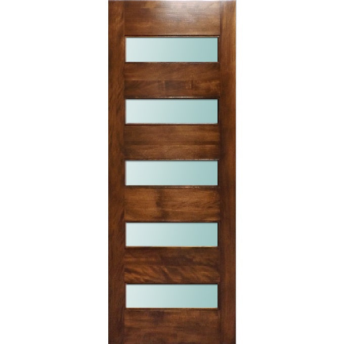 Leonardo - Exterior Modern Mahogany Wood & White Laminated Glass Entry Solid Front Door