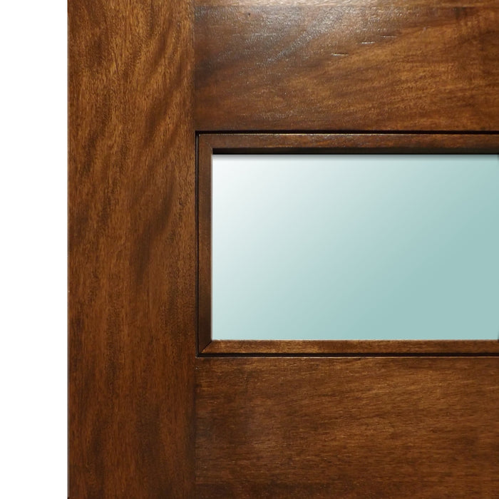 Leonardo - Exterior Modern Mahogany Wood & White Laminated Glass Entry Solid Front Door
