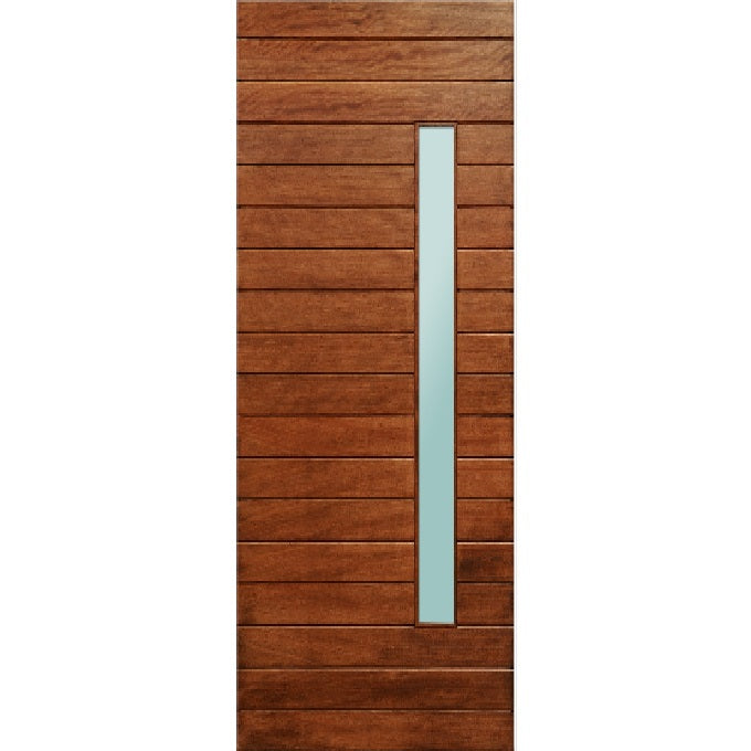Nobu - Exterior Modern Mahogany Wood & White Laminated Glass Entry Solid Front Door