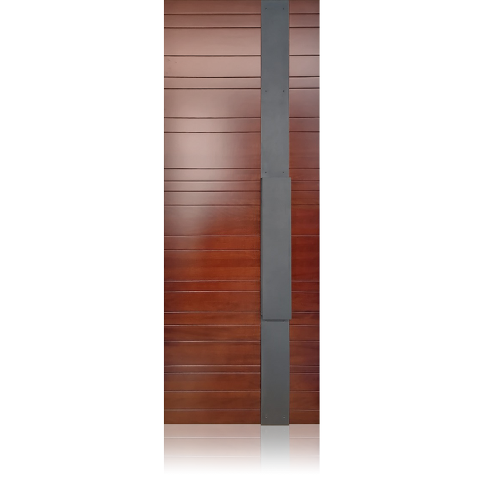 Nova - Exterior Modern Mahogany Wood Entry Solid Front Door with Solid Iron Plate Handle