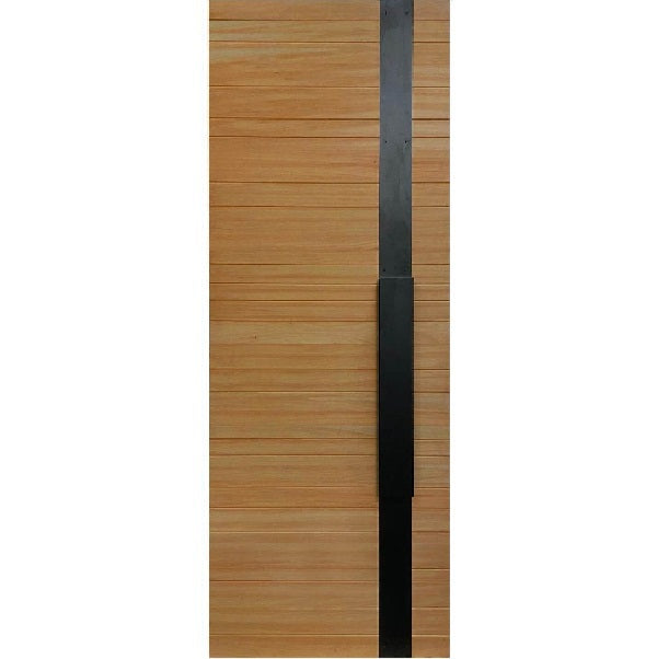 Nova - Exterior Modern Mahogany Wood Entry Solid Front Door with Solid Iron Plate Handle
