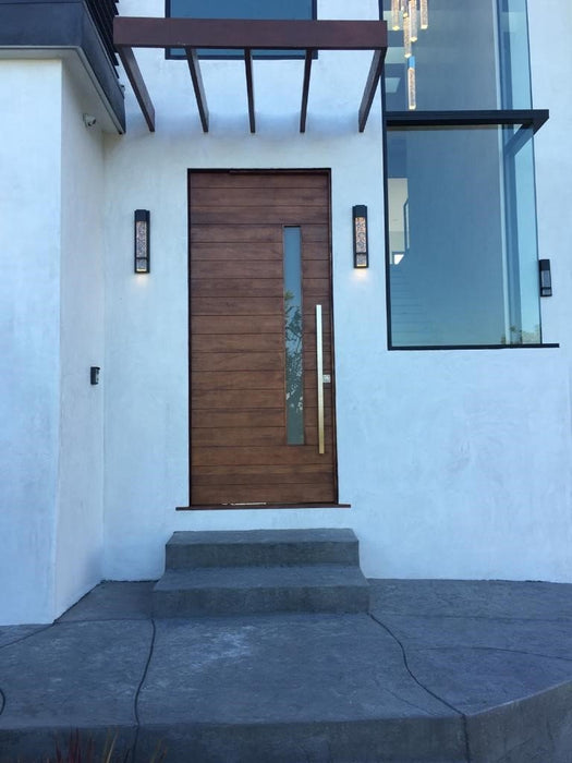 Nobu - Exterior Modern Mahogany Wood & White Laminated Glass Entry Solid Front Door