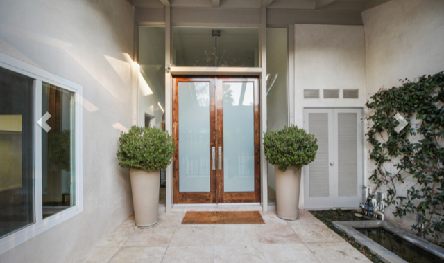 One Lite - Exterior Modern Mahogany Wood & White Laminated Glass Entry Solid Front Door