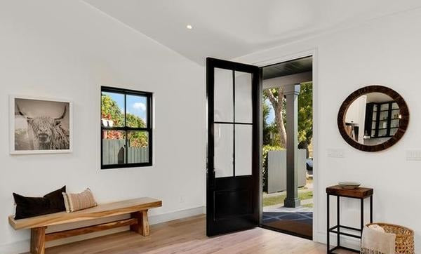 Quatro - Exterior 4-Lite Mahogany Wood Entry Solid Front Door with Clear Glass