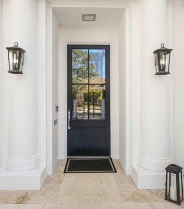 Quatro - Exterior 4-Lite Mahogany Wood Entry Solid Front Door with Clear Glass