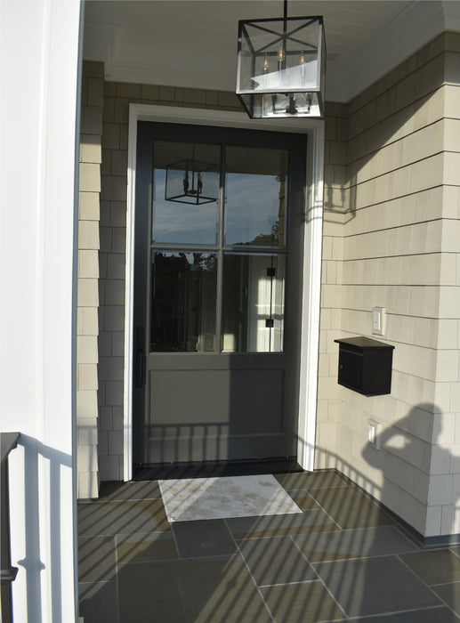Quatro - Exterior 4-Lite Mahogany Wood Entry Solid Front Door with Clear Glass