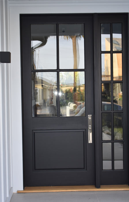 Quatro - Exterior 4-Lite Mahogany Wood Entry Solid Front Door with Clear Glass