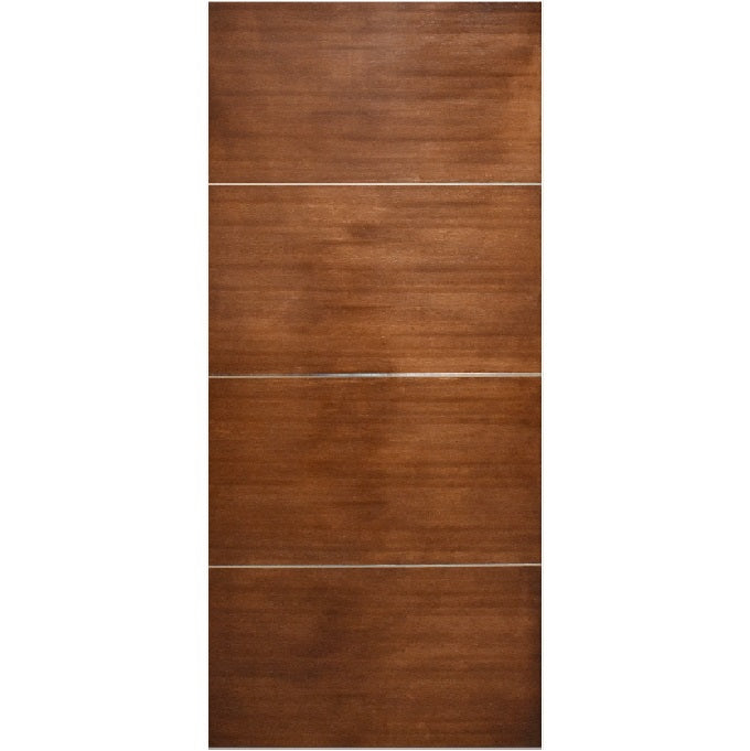 Verona Interior Modern Flush Mahogany Wood Door with Aluminum Inlay