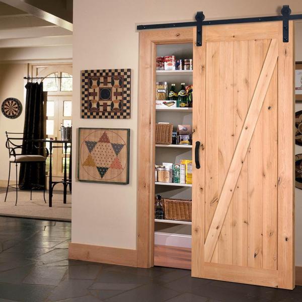 Vicente- Rustic Unfinished 1-Panel V-Groove Knotty Alder Barn Door