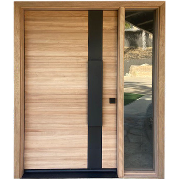 Nova - Exterior Modern Mahogany Wood Entry Solid Front Door with Solid Iron Plate Handle