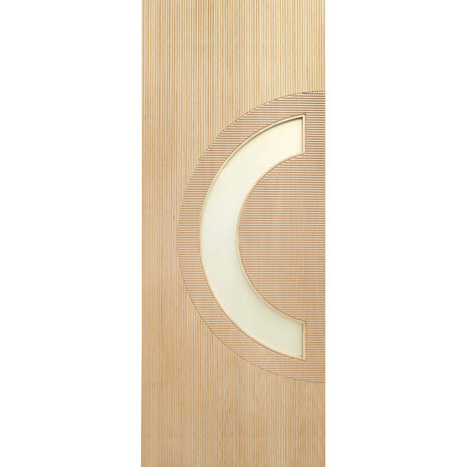Ocean - Exterior Modern Mahogany/White Oak Wood & White Laminated Glass Entry Solid Front Door