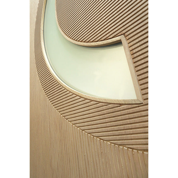 Ocean - Exterior Modern Mahogany/White Oak Wood & White Laminated Glass Entry Solid Front Door